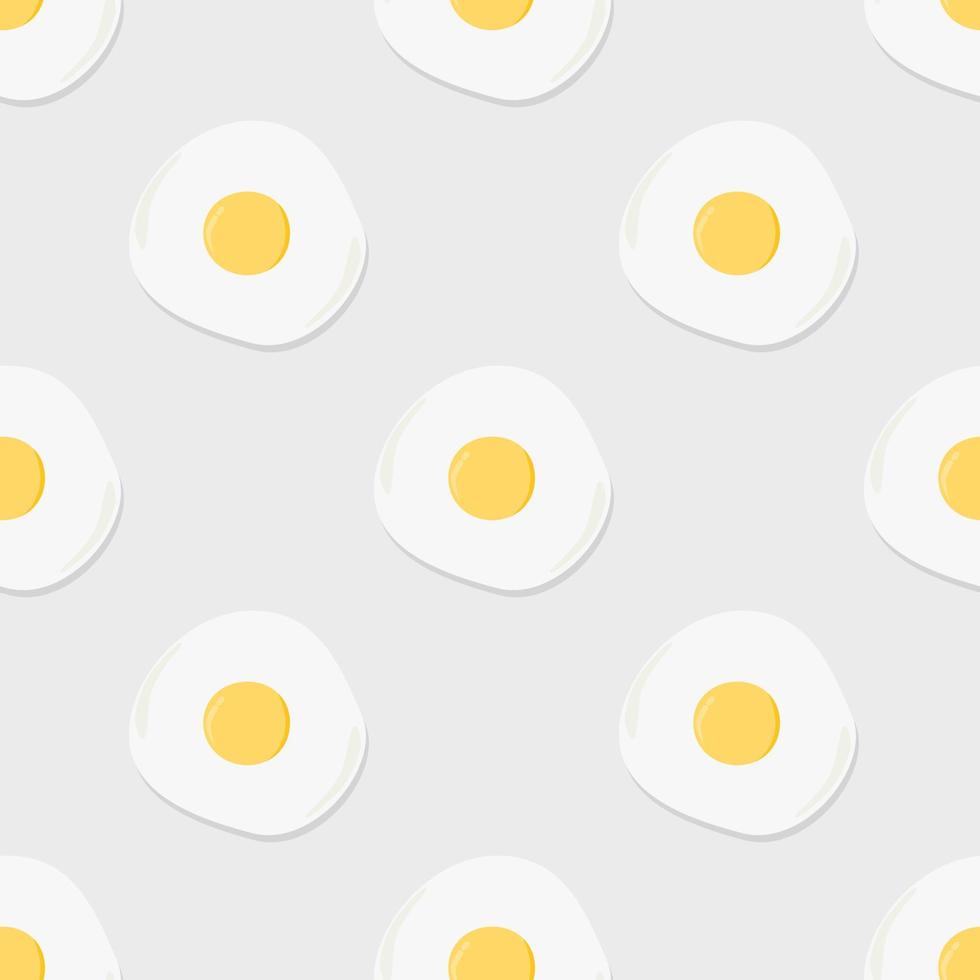 patrón sin costuras de huevos fritos sobre fondo gris, vector de papel tapiz de estilo minimalista.