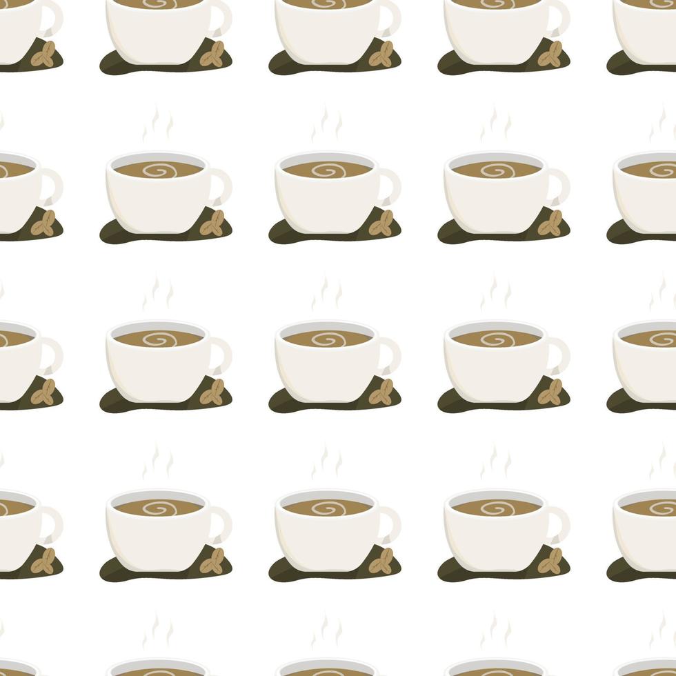 Seamless coffee mug pattern, concept. Start your work day with hot coffee. vector