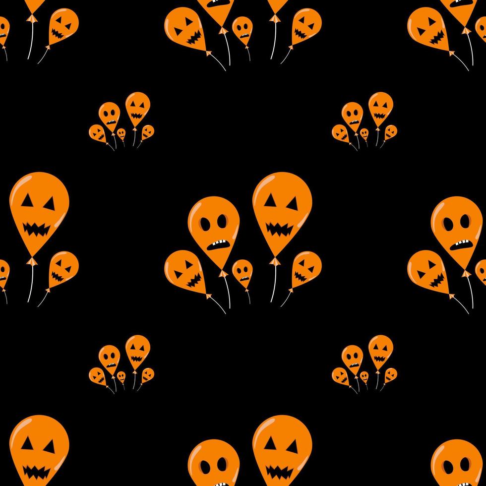 Seamless pattern background of Many orange Halloween balloons. There is a ghost face on a balloon. Welcome the festival. vector