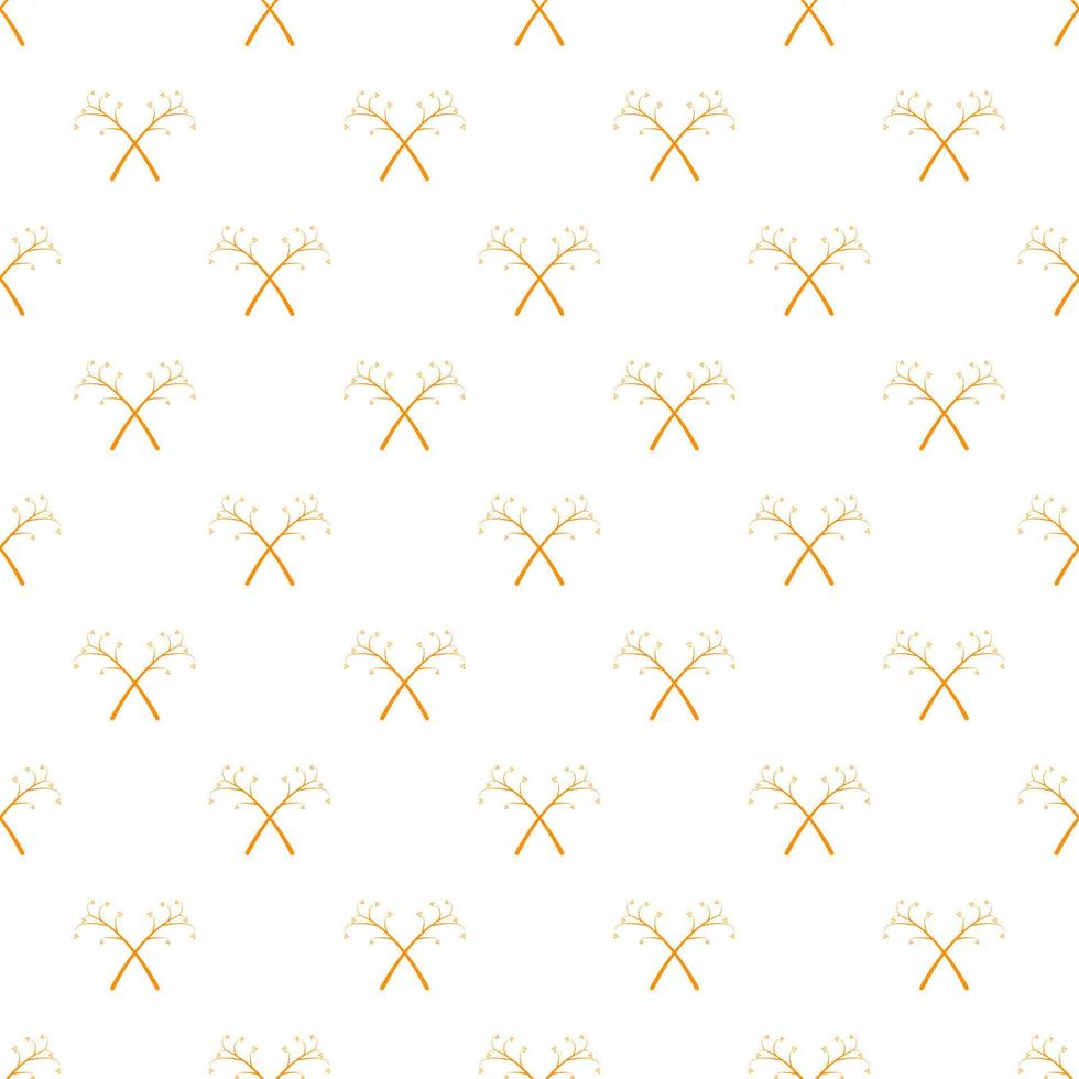 Simple flowers and branches seamless pattern on pale yellow background, vector illustration fall concept.