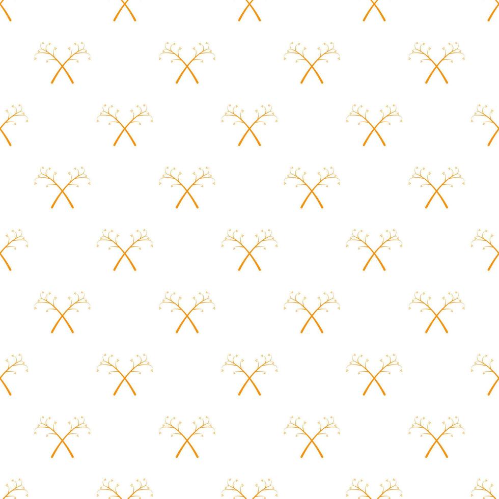 Simple flowers and branches seamless pattern on pale yellow background, vector illustration fall concept.