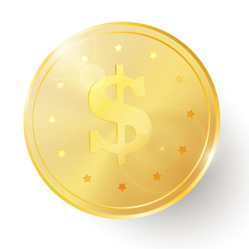 Gold coin with dollar sign. vector