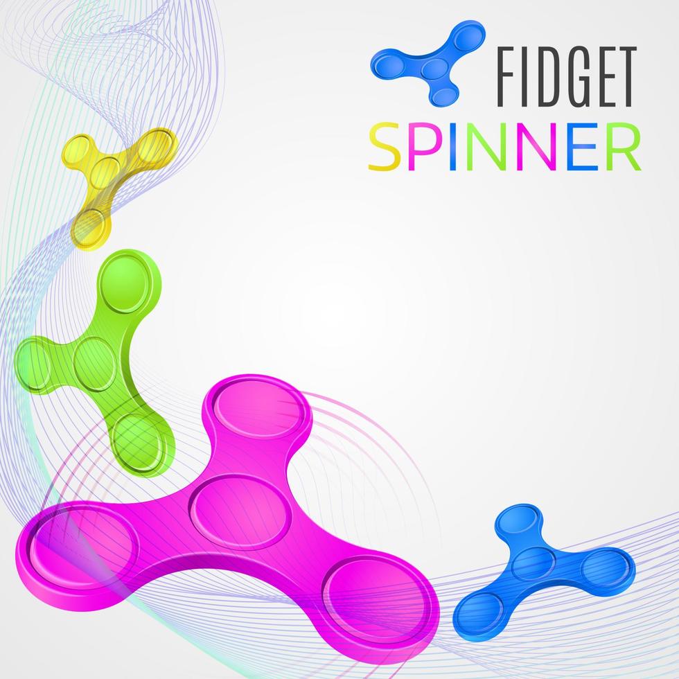 Set of fidget spinners of different colors vector