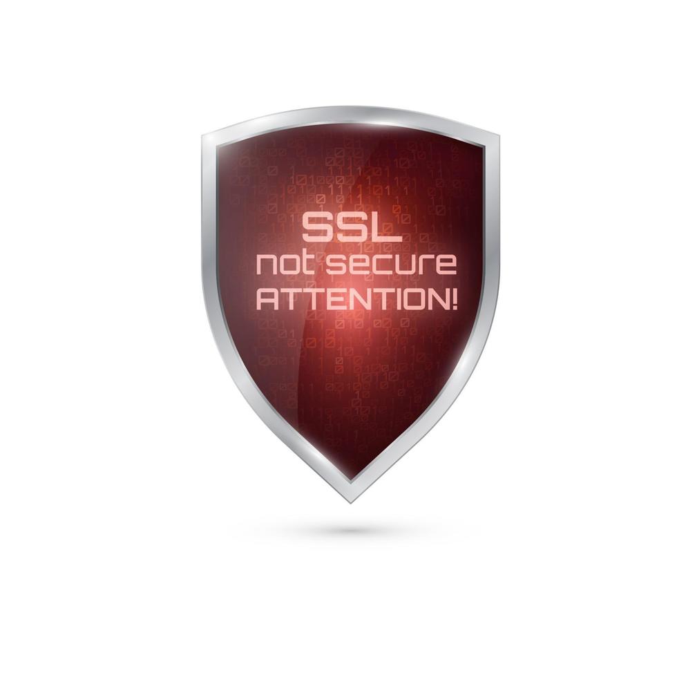 icono de advertencia. la conexión ssl no es segura. vector