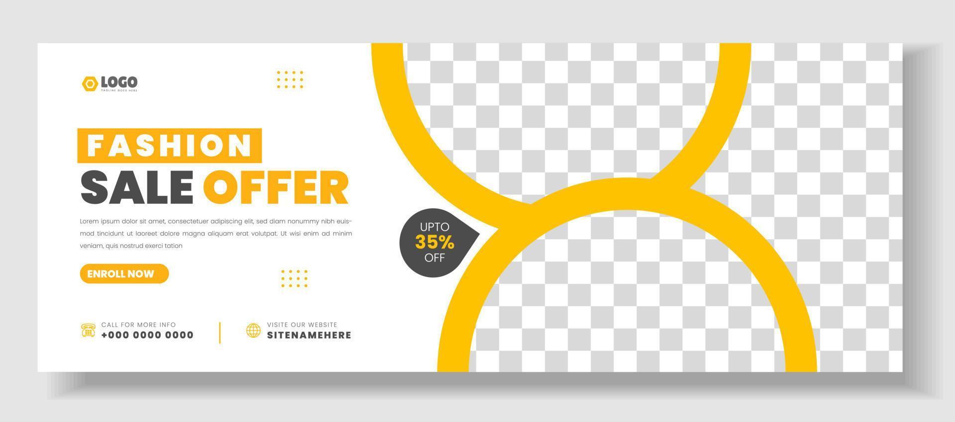 fashion sale social media cover banner design template. fashion sale social media cover photo design with yellow color. fashion sale web banner. vector