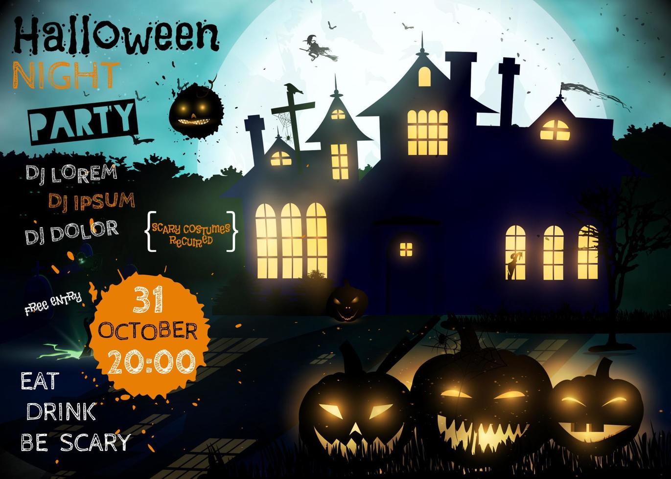 Halloween party. Horizontal  Poster. vector