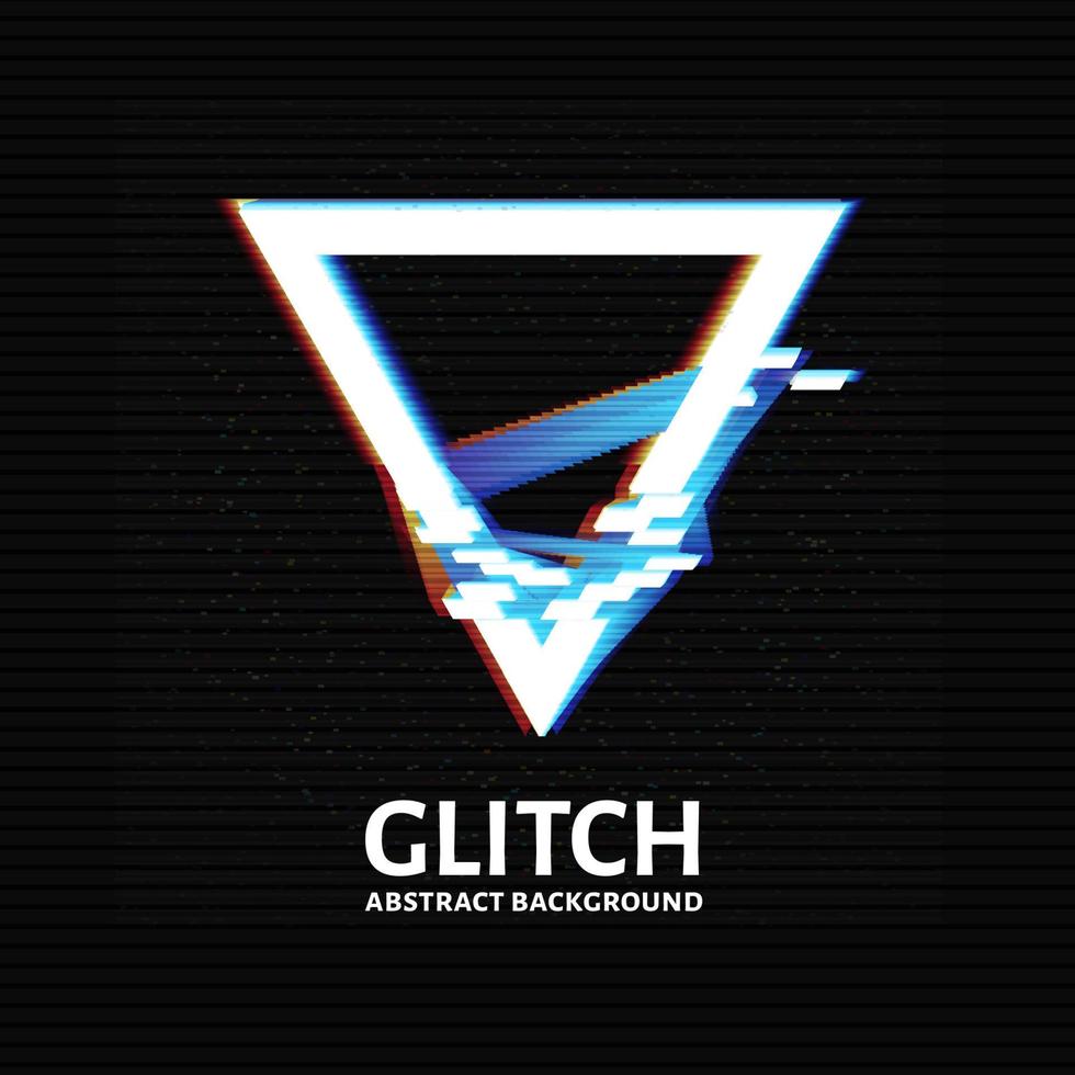 Glitched Triangle Frame Design. Distorted Glitch Style Modern Background. vector