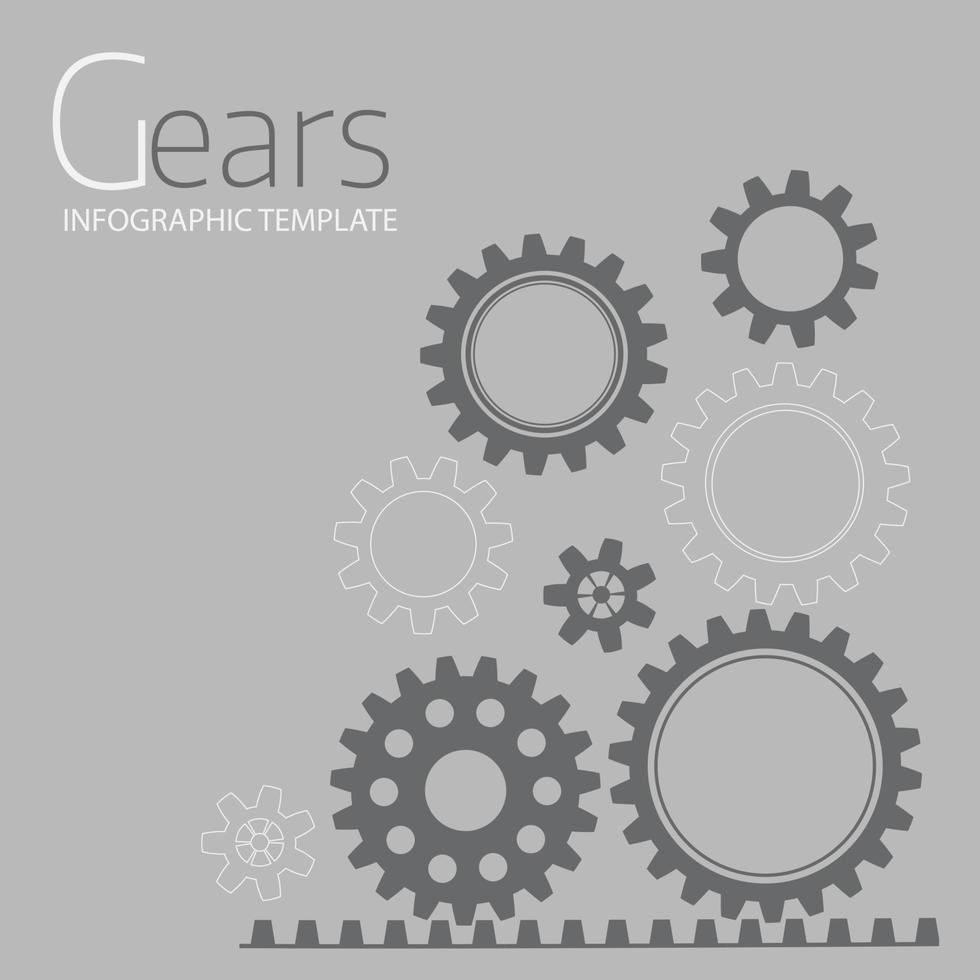 Vector infographic template with gears  on grey background