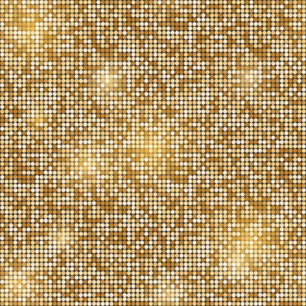 Gold glittering round mosaic seamless background. vector