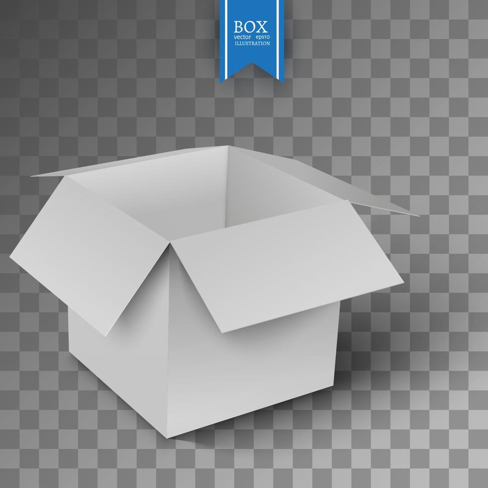 caja blanca abierta sobre un fondo transparente. vector