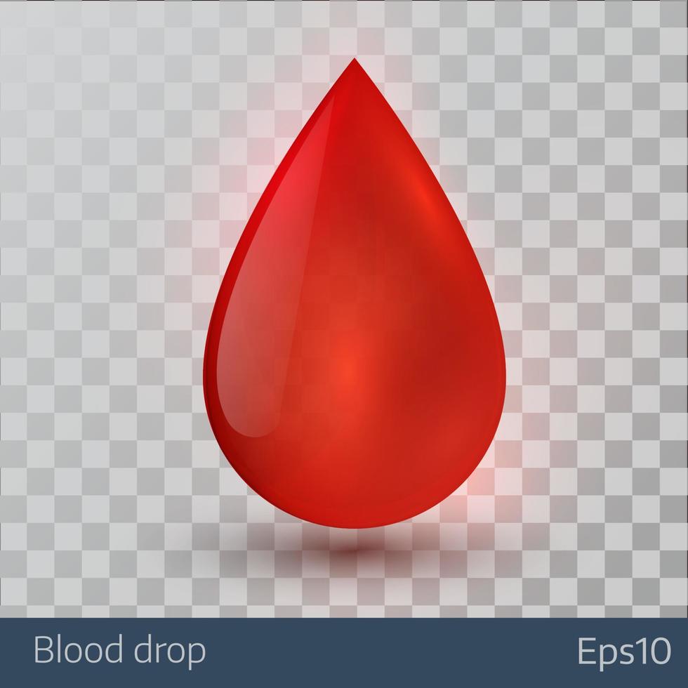 sola gota de sangre aislada sobre fondo blanco. vector