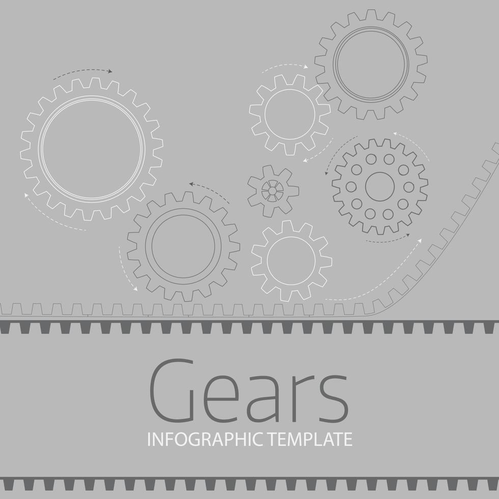 Vector infographic template with gears  on grey background