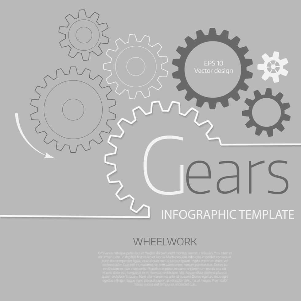 Vector infographic template with gears  on grey background