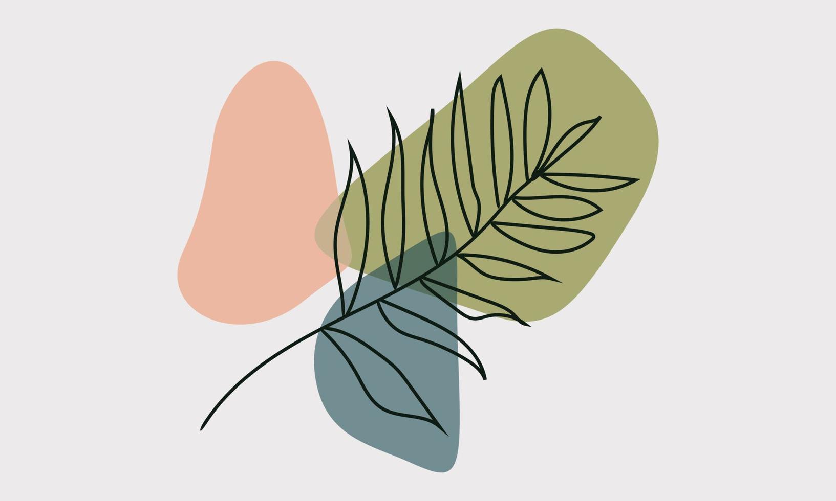 Botanical wall art vector. Foliage line art drawing with abstract shape. Abstract Plant Art design for print, cover, wallpaper, Minimal and natural wall art. Vector illustration.