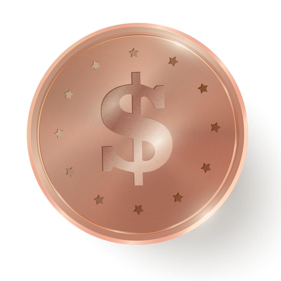 Copper coin on white  background. vector