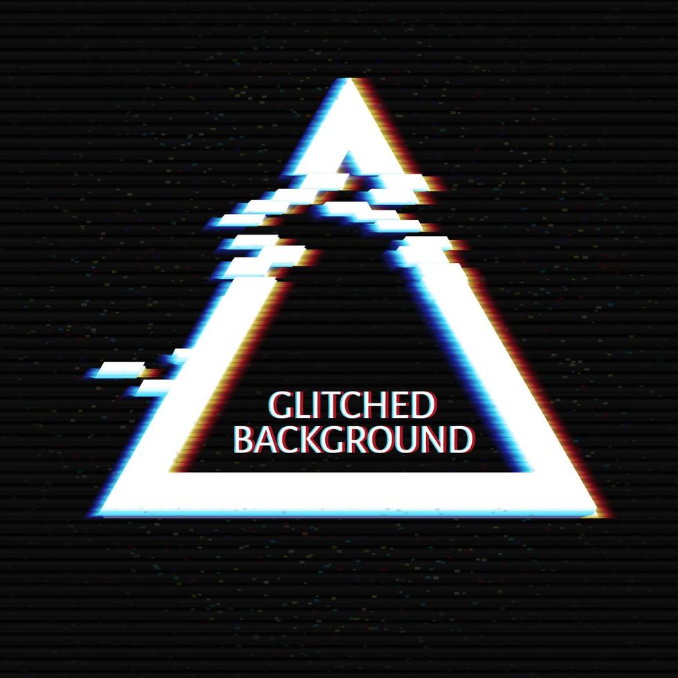 Glitched Triangle Frame Design. Distorted Glitch Style Modern Background. vector