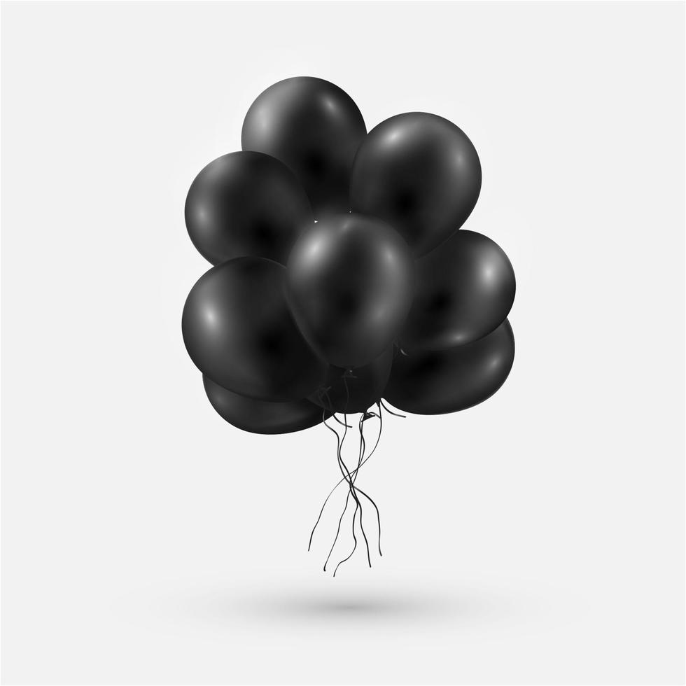 Dark Shiny Balloons Bunch Isolated on White Background vector