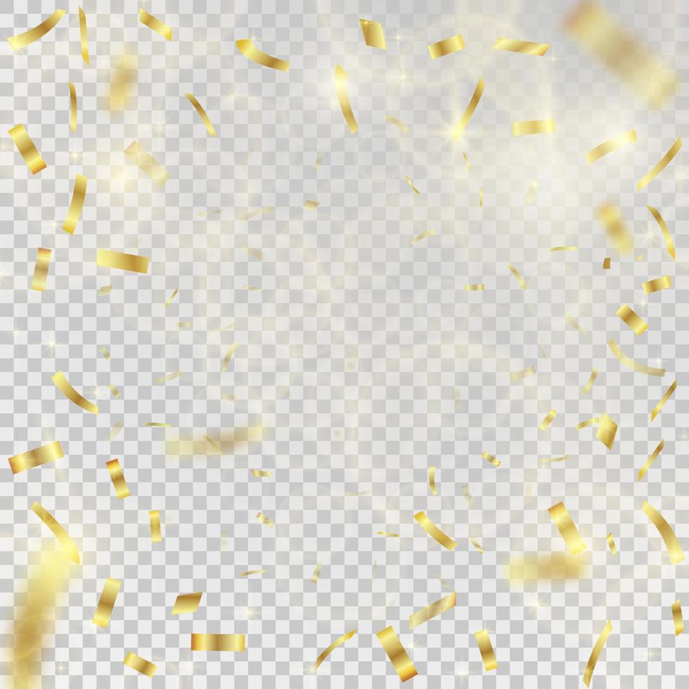explosión de confeti dorado. luces bokeh. brillo dorado vector