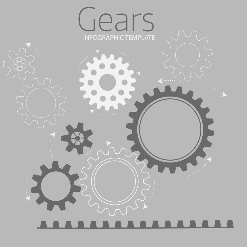 Vector infographic template with gears  on grey background