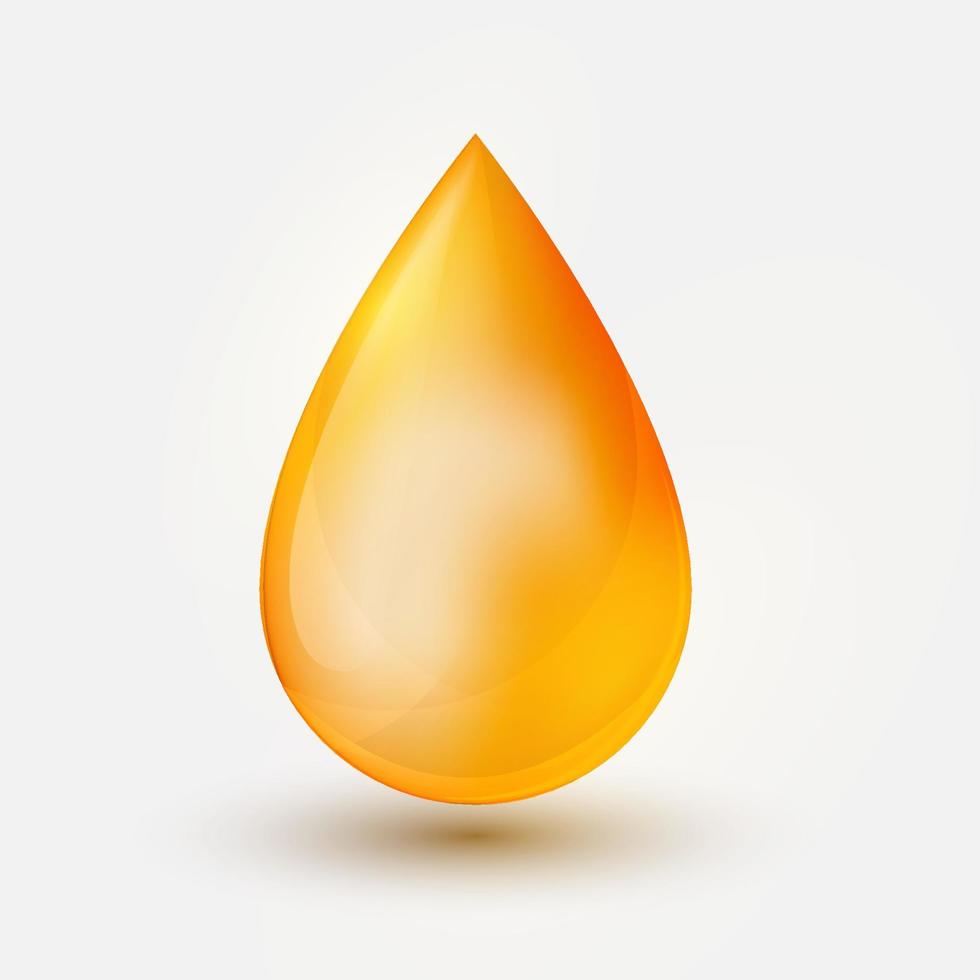 gota de aceite amarillo realista sobre fondo blanco. vector