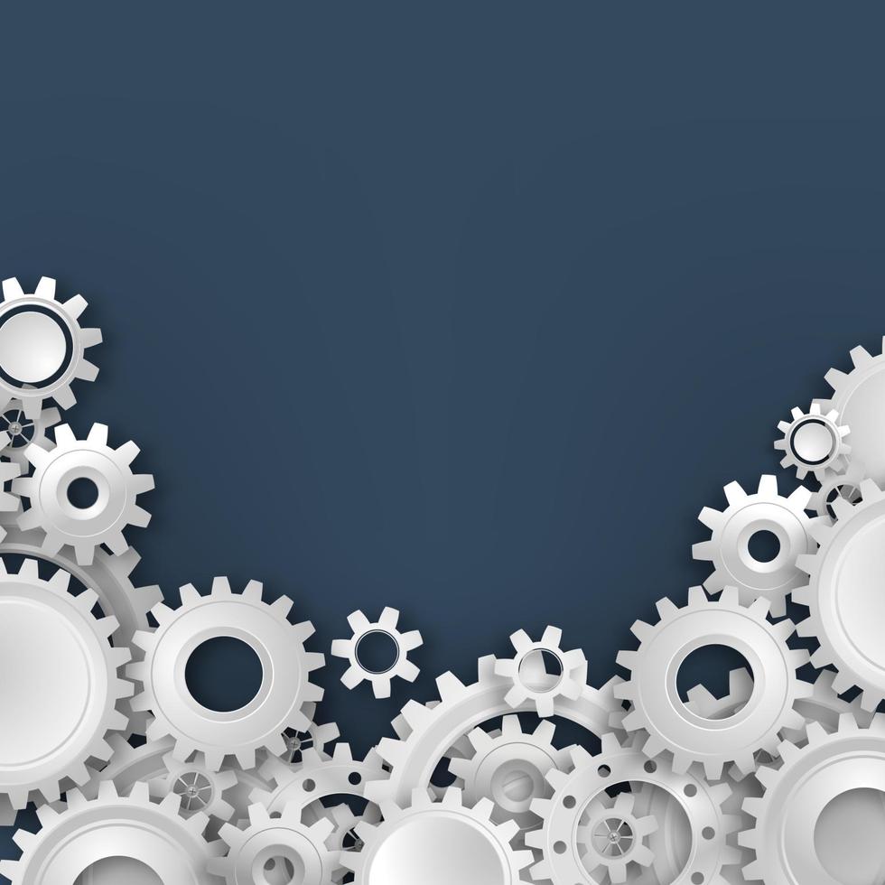 White gears on the grey background vector