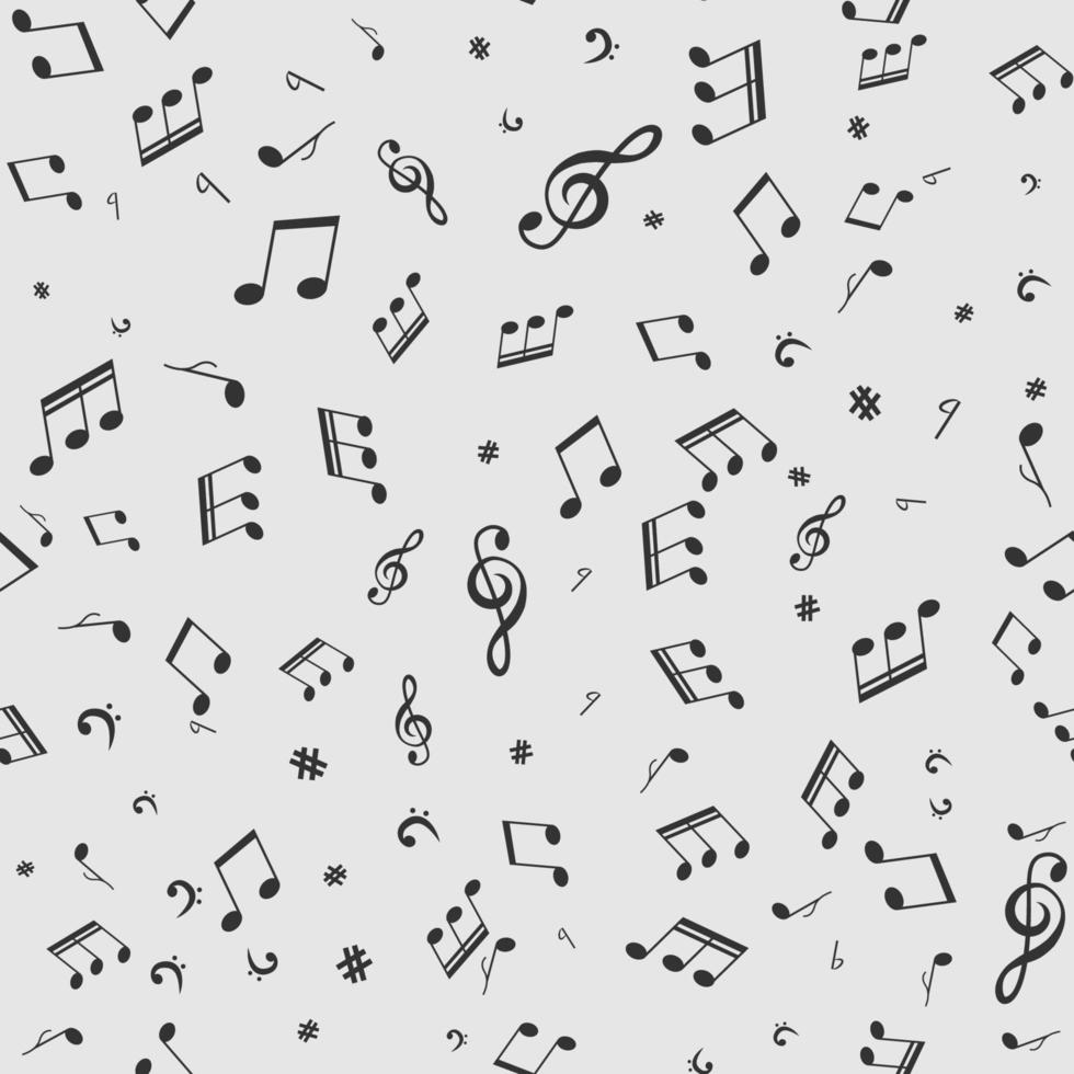 Seamless pattern with music black notes on white background. 7740865 ...