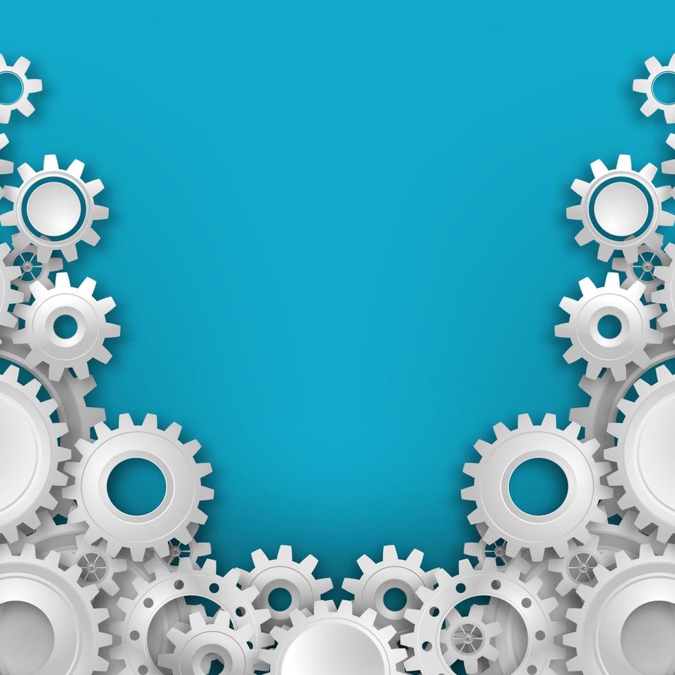 White gears on the blue background vector