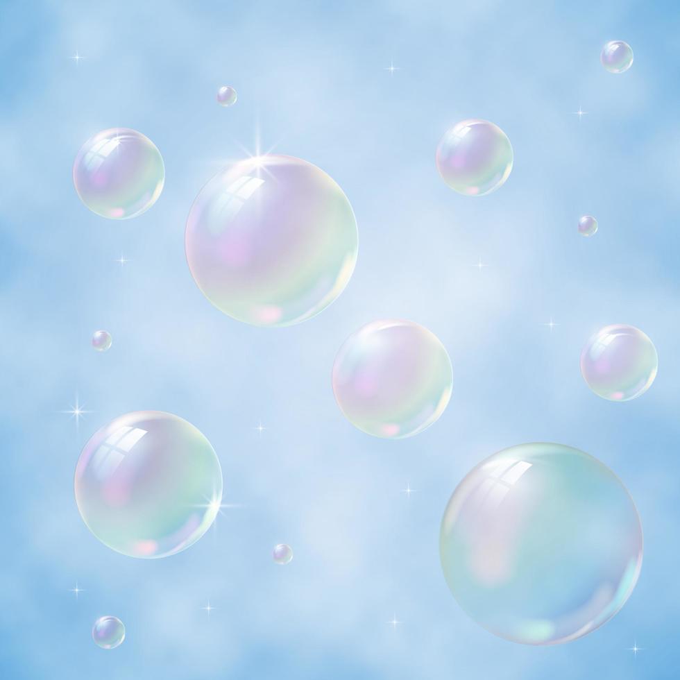 Transparent soap bubbles vector