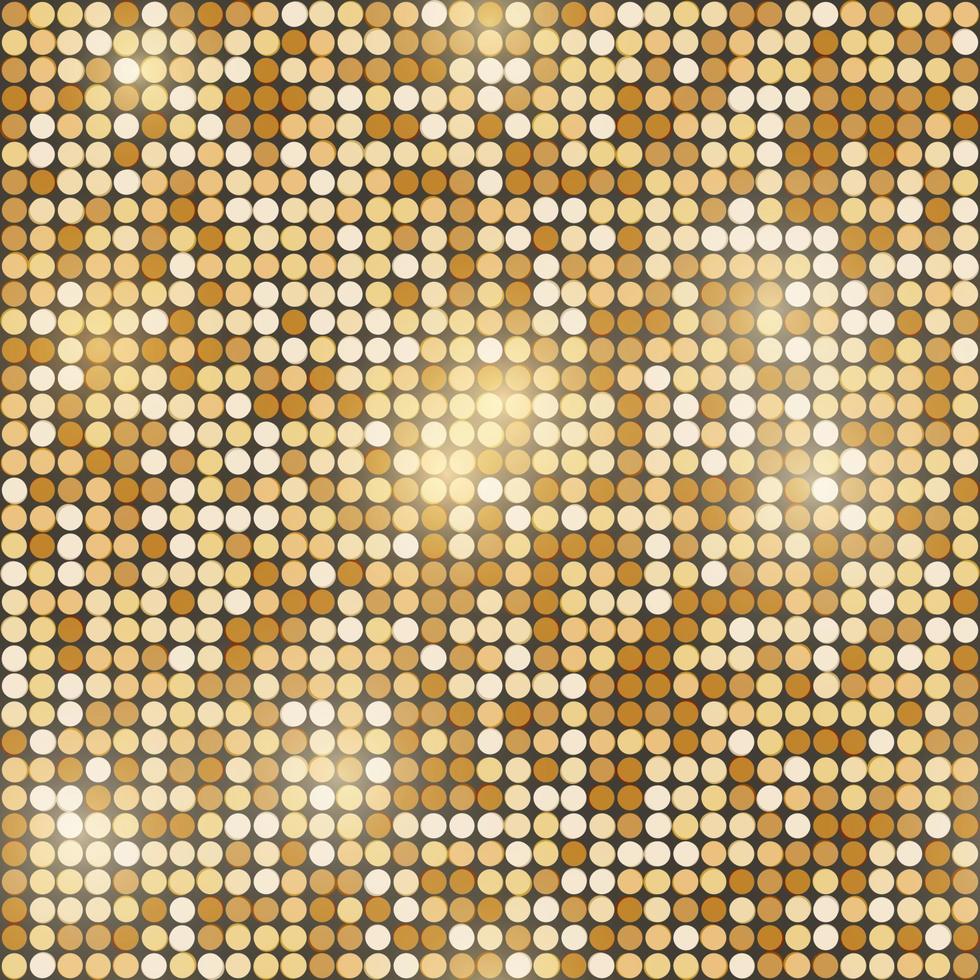 Gold glittering round mosaic seamless background. vector