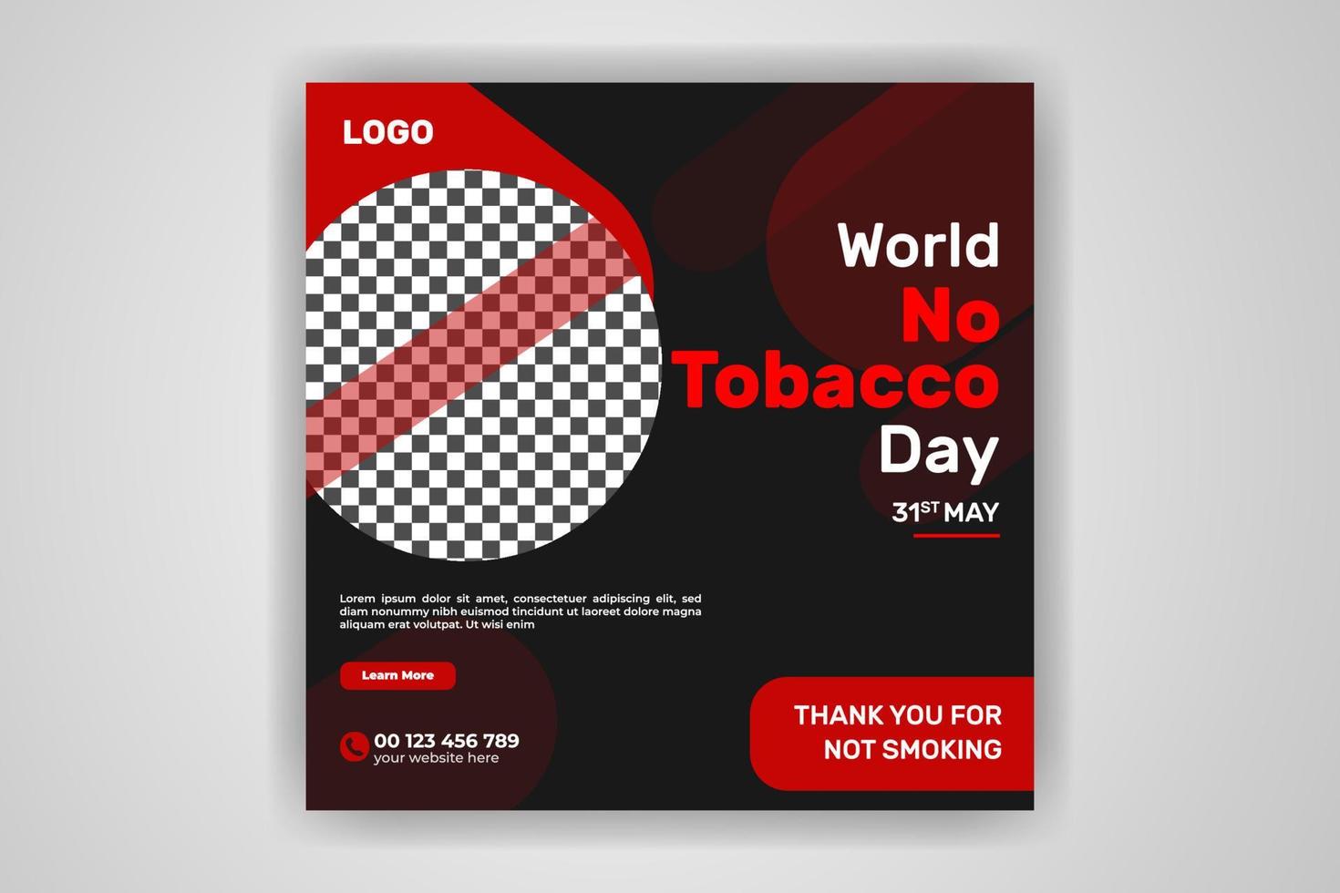 descarga gratuita de plantilla de publicación de redes sociales de banner web del día mundial sin tabaco vector