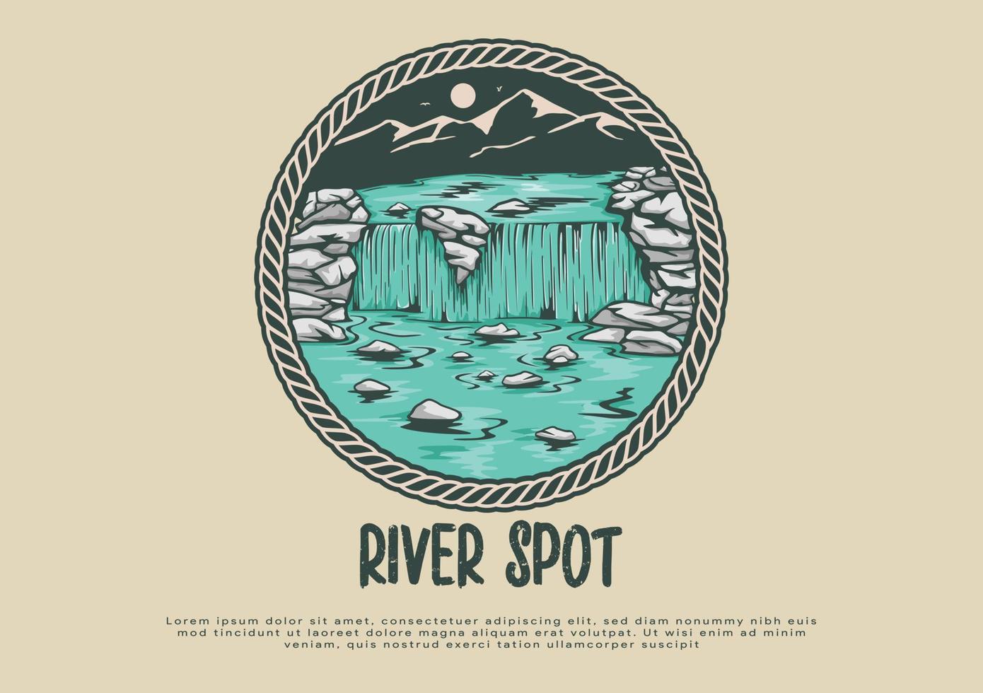 rock river illustration hand drawn artwork vector