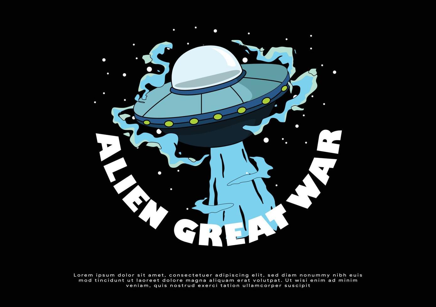 ufo illustration cartoon logo for artwork vector