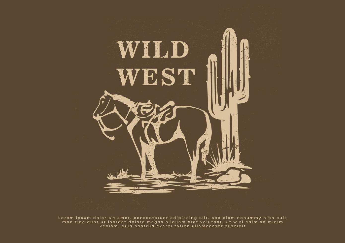 wild west horse illustration design print apparel vector