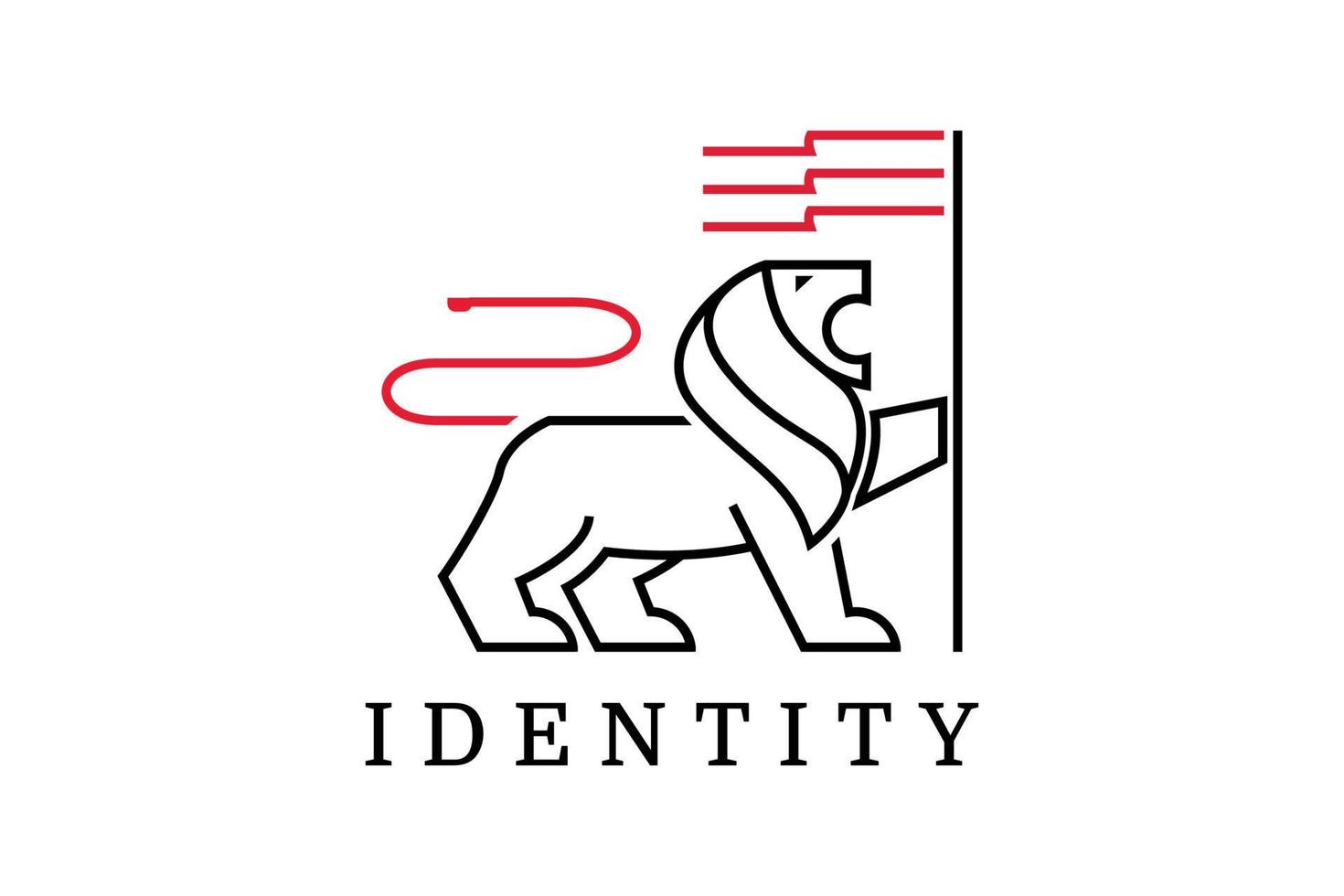 Lion flag logo design template vector