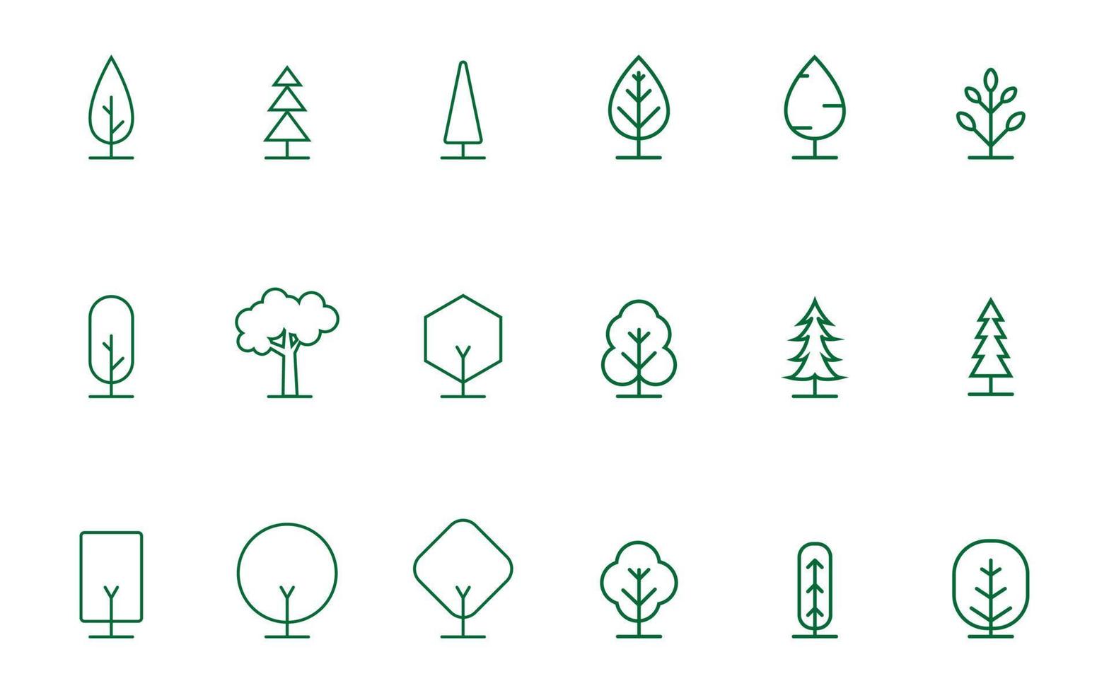 set of Tree Vector Line Icon. Tree symbol vector sign
