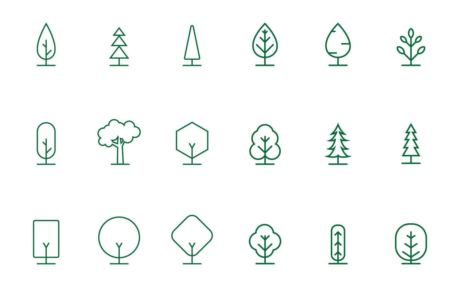 conjunto de icono de línea de vector de árbol. signo de vector de símbolo de árbol