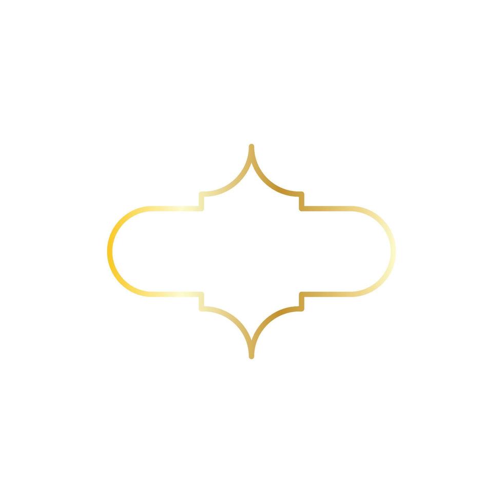 arabic window on gold. Mosque frame vector illustration