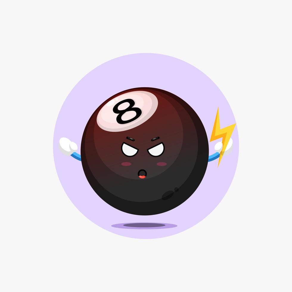 Cute billiard ball character is angry vector