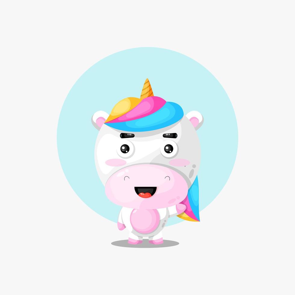 Cute unicorn happy icon illustration vector