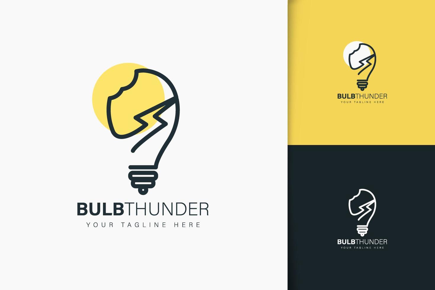 Bulb thunder logo design linear style vector