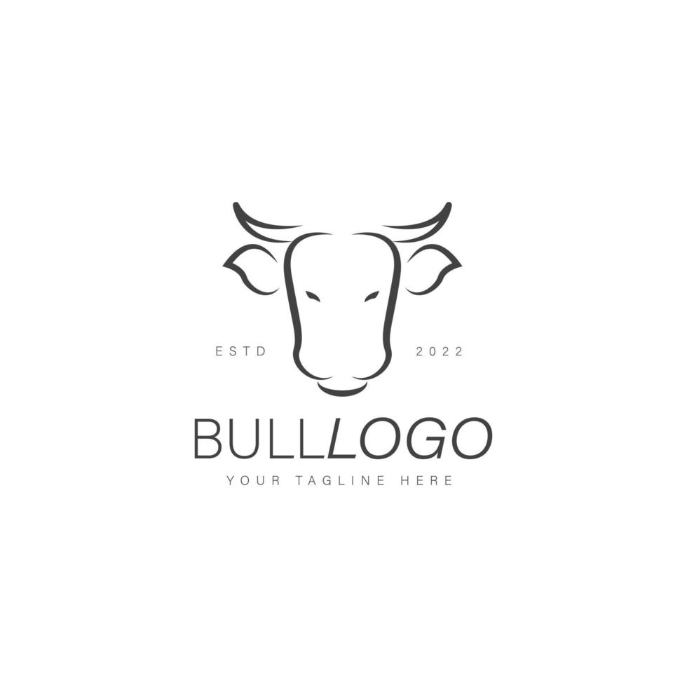 ilustración de icono de diseño de logotipo de línea de toro vector