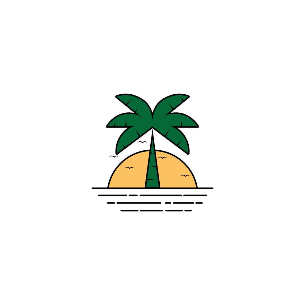 Summer logo beach palm vector icon. Beach Summer holidays design. Vector illustration. Travel logo.