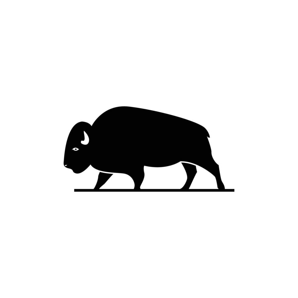Bison silhouette vector isolated on white background, hipster logo design element