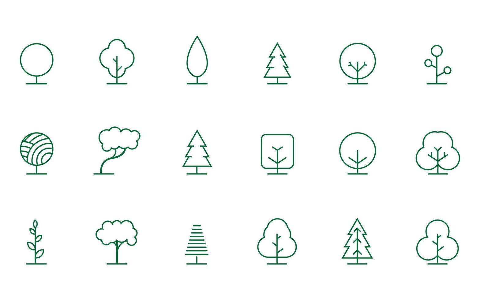 conjunto de icono de línea de vector de árbol. signo de vector de símbolo de árbol