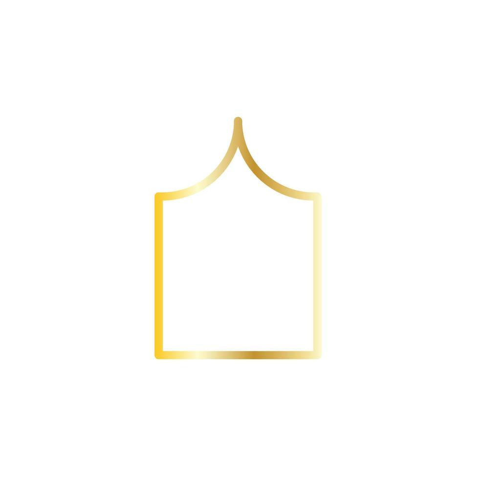 ventana árabe en oro. Ilustración de vector de marco de mezquita