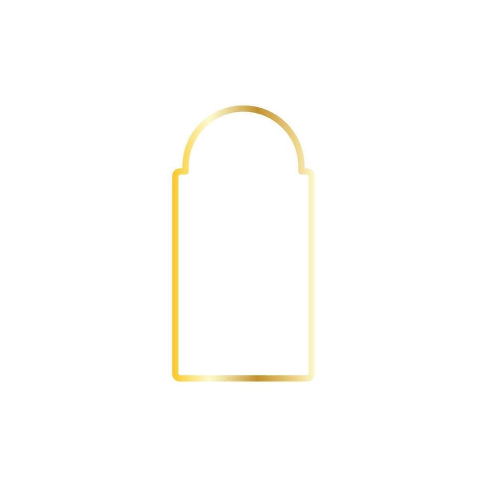 arabic window on gold. Mosque frame vector illustration