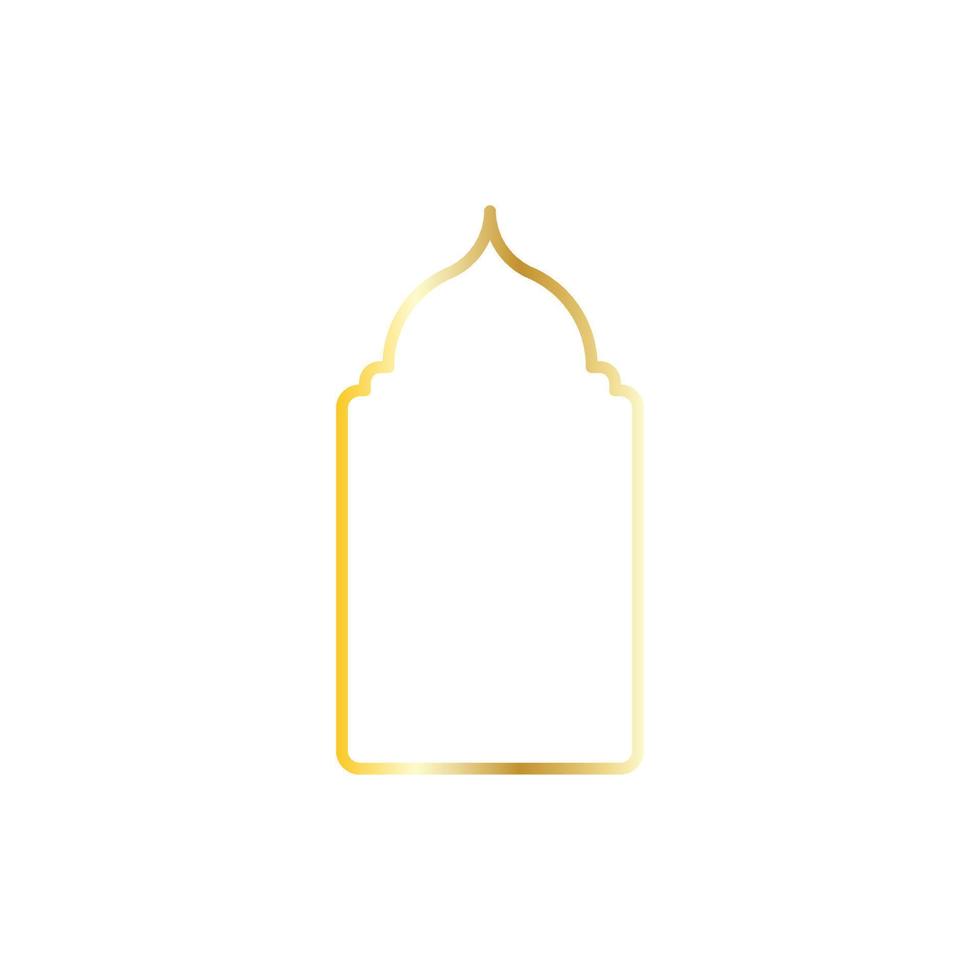 ventana árabe en oro. Ilustración de vector de marco de mezquita