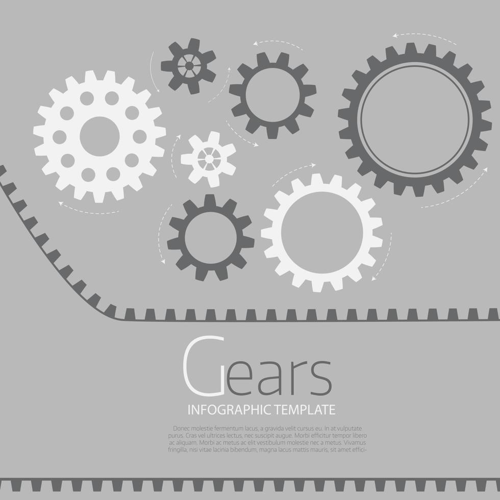 Vector infographic template with gears  on grey background
