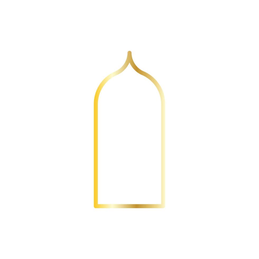 arabic window on gold. Mosque frame vector illustration