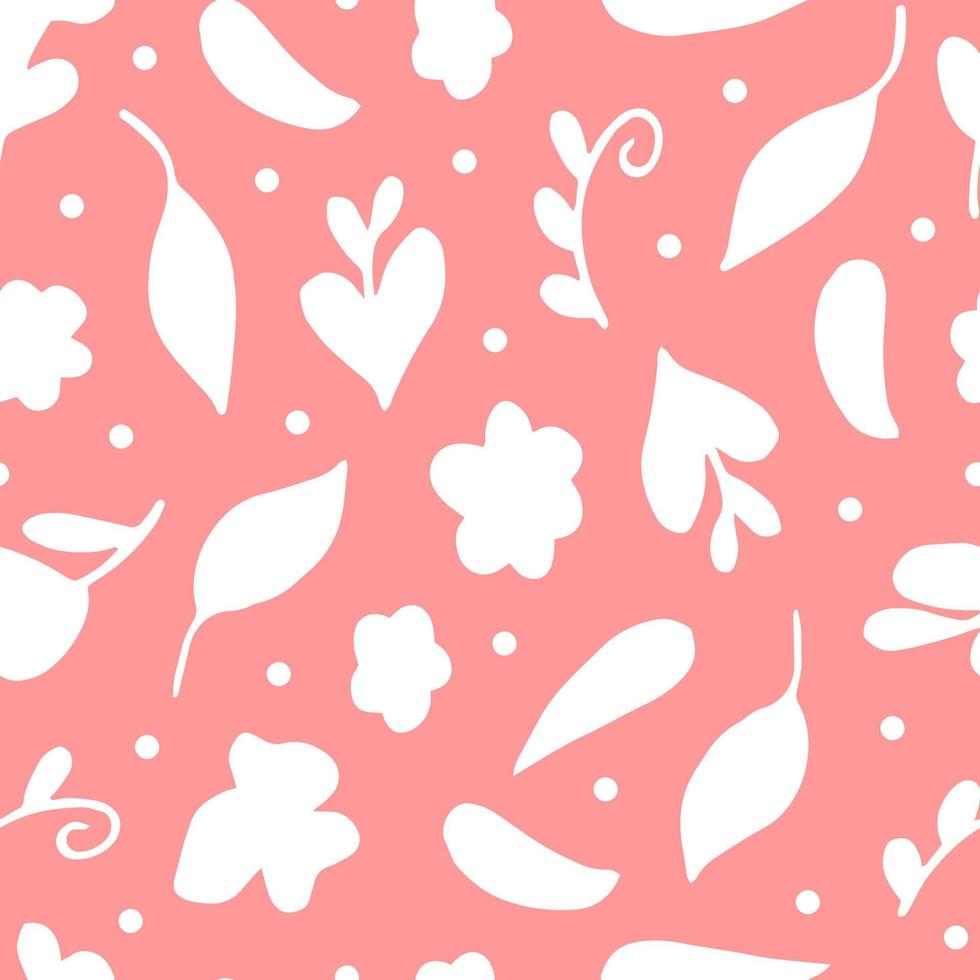 Seamless pattern of spring flowers. Digital scrap paper. Simple flowers are hand drawn in doodle style vector